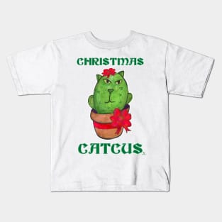 Christmas Catcus Holiday Cactus Cartoon Art Kids T-Shirt